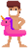Pixel Art Male Swimming Circle Unicorn Sticker
