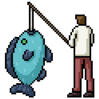 Pixel Art Man Fishing Sticker