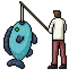 Pixel Art Man Fishing Sticker