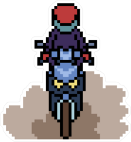 Pixel Art Motorcyclist Sticker
