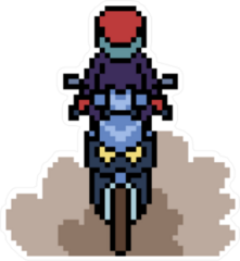 Pixel Art Motorcyclist Sticker