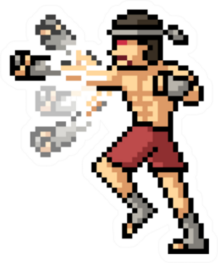 Pixel Art Muay Thai Boxing Punch Sticker