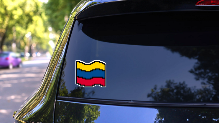 Pixel Art Of Colombia Flag Sticker on a Rear Car Window (New) example
