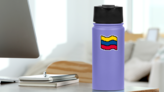 Pixel Art Of Colombia Flag Sticker on a Water Bottle (New) example