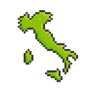 Pixel Art Of Italy Map In Green Sticker