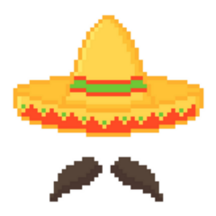 Pixel Art Of Mexican Hat With Mustache Sticker