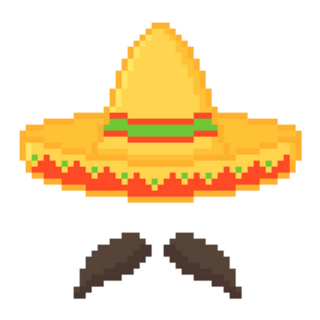 Pixel Art Of Mexican Hat With Mustache Sticker