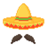 Pixel Art Of Mexican Hat With Mustache Sticker