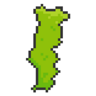 Pixel Art Of Portugal Map In Green Sticker