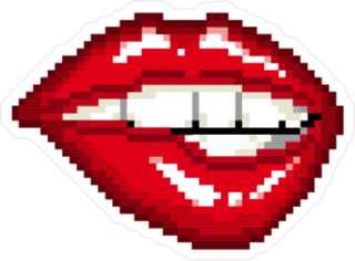 Pixel Art Of Sexy Red Lips Sticker