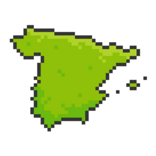 Pixel Art Of Spain Map. 8 Bit Pixel Art Sticker