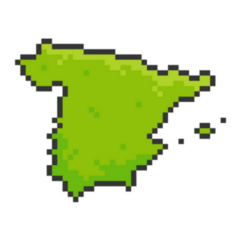 Pixel Art Of Spain Map. 8 Bit Pixel Art Sticker