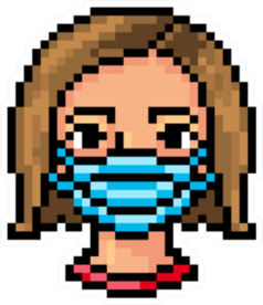 Pixel Art Portrait Of A Woman Wearing Medical Face Mask Sticker