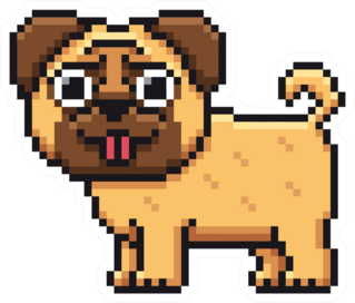 Pixel Art Pug Dog Sticker