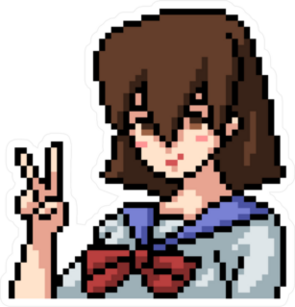 Pixel Art Purple Haired Anime Girl Cartoon Sticker