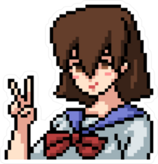 Pixel Art Purple Haired Anime Girl Cartoon Sticker