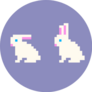 Pixel Art Rabbit Icons On Purple Sticker