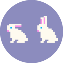 Pixel Art Rabbit Icons On Purple Sticker