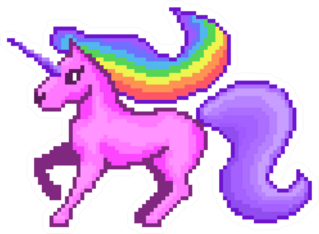 Pixel Art Rainbow Unicorn Sticker
