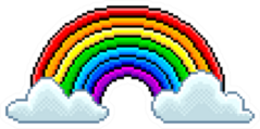 Pixel Art Rainbow With Clouds Sticker