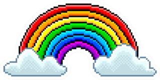 Pixel Art Rainbow With Clouds Sticker