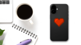 Pixel Art Red Heart Sticker on a Phone (New) example