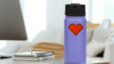 Pixel Art Red Heart Sticker on a Water Bottle (New) example