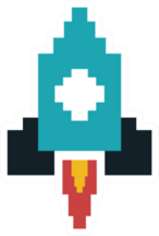 Pixel Art Rocket Sticker