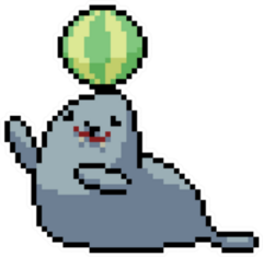 Pixel Art Sea Lion With Ball On Head Sticker