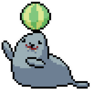 Pixel Art Sea Lion With Ball On Head Sticker