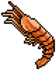 Pixel Art Shrimp Seafood Sticker