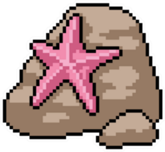 Pixel Art Starfish Isolated Cartoon Sticker