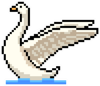 Pixel Art Swan Isolated Cartoon Sticker