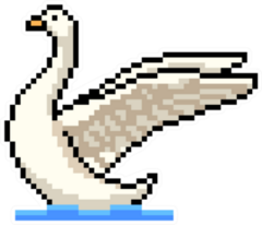 Pixel Art Swan Isolated Cartoon Sticker