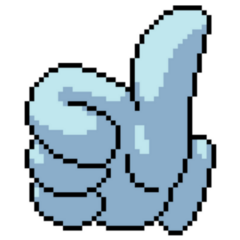 Pixel Art Thumb Up Isolated Cartoon Sticker