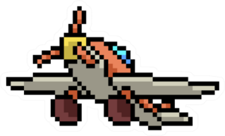 Pixel Art Toy Plane Isolated Cartoon Sticker