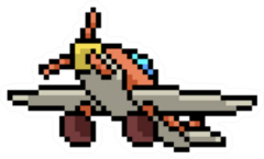 Pixel Art Toy Plane Isolated Cartoon Sticker