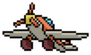 Pixel Art Toy Plane Isolated Cartoon Sticker