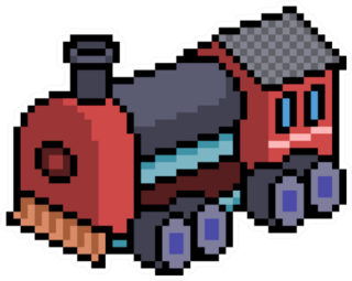 Pixel Art Train Isolated Cartoon Sticker
