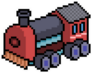 Pixel Art Train Isolated Cartoon Sticker