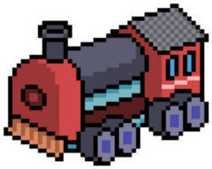 Pixel Art Train Isolated Cartoon Sticker
