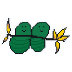 Pixel Art Two Green Caterpillars Sticker 