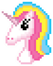 Pixel Art Unicorn Head Sticker