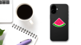 Pixel Art Watermelon Sticker on a Phone (New) example