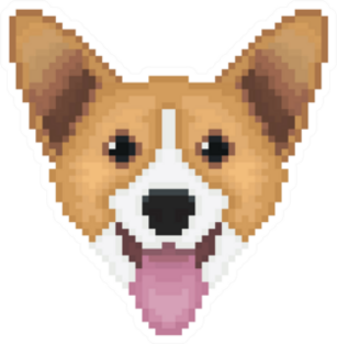 Pixel Art Welsh Corgi Dog Head Sticker
