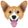 Pixel Art Welsh Corgi Dog Head Sticker