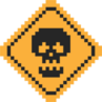 Pixel Art Yellow Road Sign With Skull Sticker