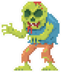 Pixel Art Zombie Sticker