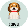 Pixel Beagle Circle Sticker