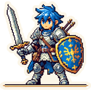 Pixel Blue Knight Sticker